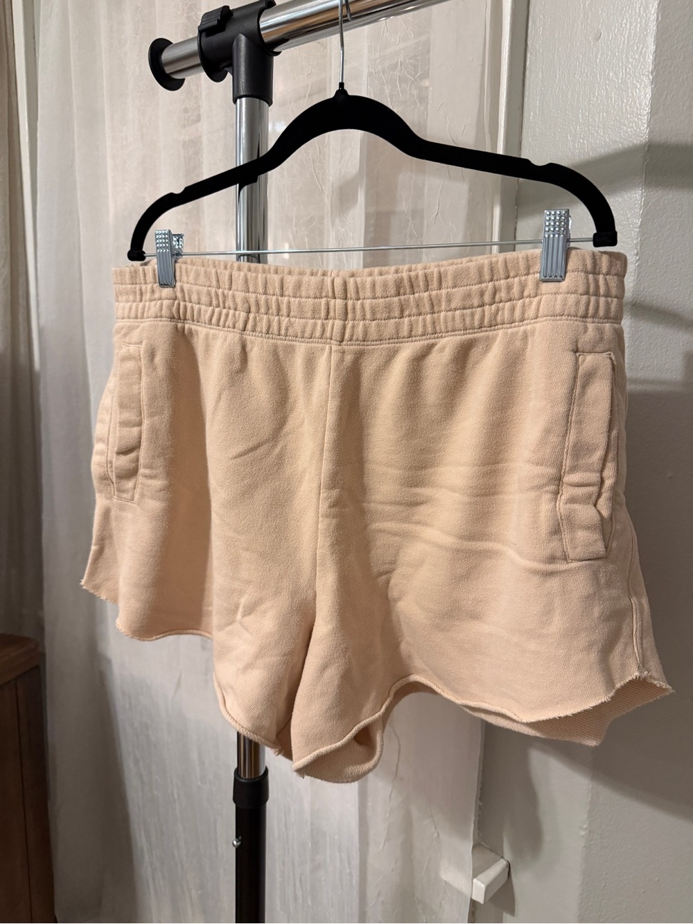 aerie Cream Elastic-Waist Athletic Shorts